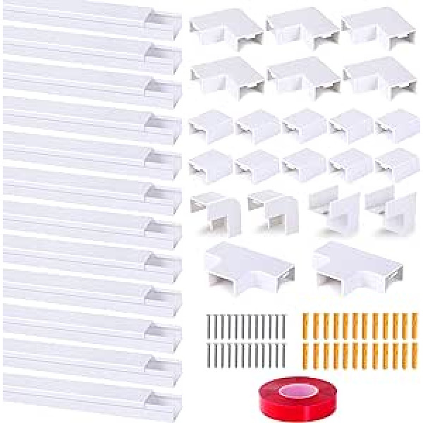 Pašlīmējošs kabeļu kanāls 0,4 m Iepakojumā 12 mini kabeļu kanāli, kas paredzēti kabeļu paslēpšanai visiem strāvas kabeļiem, baltā krāsā mājās un birojā