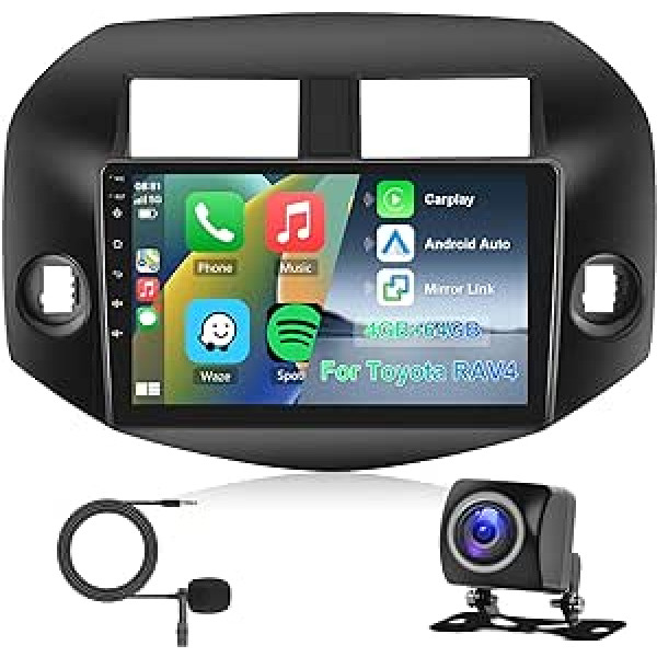 Hodozzy Car Radio 4G + 64G priekš Toyota RAV4 2007-2011 Android 8 Core 10,1 collu IPS ekrāna GPS navigācija ar bezvadu Carplay Android Car Mirror Link Double DIN Car Radio Bluetooth DSP WiFi FM RDS