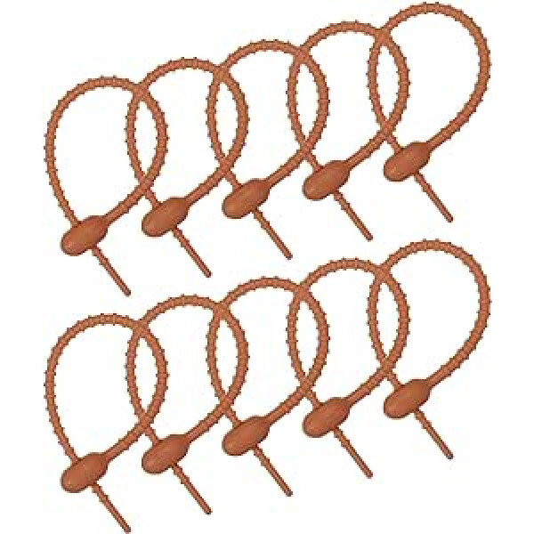 piegādes karte Allzweck-Silikonbinder 17,8 cm, 15 Stück wiederverwendbare Brotbinder, Kabelbinder, Brotbinder, Haushalt Twist Ties, wiederverwendbare Bindebänder (Braun)