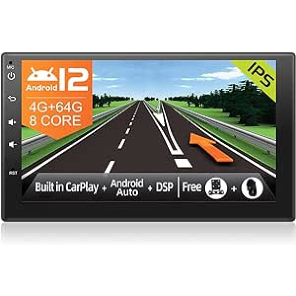 JOYX Android 12 Double DIN automašīnas radio - ar GPS navigāciju - [4G+64G] - Iebūvēts DSP Carplay Android Car - 4LED atpakaļgaitas kamera bez maksas - 7 collas - atbalsta DAB stūres vadību 4G WiFi Bluetooth