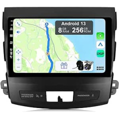 YUNTX [8GB+256GB] Android 12 Car Radio priekš Mitsubishi Outlander / Peugeot 4007 / Citroen C-Crosser [Iebūvēts CarPlay / Android Car / DSP / GPS] 9 collu IPS 2.5D kamera + MIC-DAB/Mirror Link. Bluetooth. 5.0