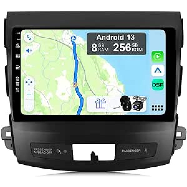 YUNTX [8GB+256GB] Android 12 Car Radio priekš Mitsubishi Outlander / Peugeot 4007 / Citroen C-Crosser [Iebūvēts CarPlay / Android Car / DSP / GPS] 9 collu IPS 2.5D kamera + MIC-DAB/Mirror Link. Bluetooth. 5.0