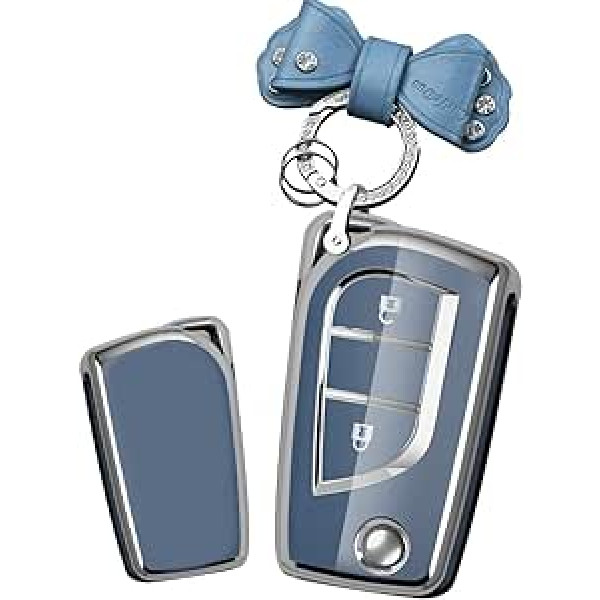 HIBEYO Flip Key automašīnas atslēgas futrālis Piemērots Toyota Key Case aizsargvāciņš priekš Toyota Yaris Aygo priekš Peugeot 108 priekš Citroen C1 Remote Key Flip Key Bag 2-pogu pelēks