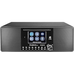 Kompaktiška kompaktinių diskų sistema Albrecht DR 895, DAB+/FM/Internetas/CD, 27895, juoda, su 4 colių spalvotu ekranu, stereo muzikos ir podcast transliacija, USB, programų valdymu