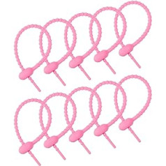 avotu karte Wiederverwendbare Kabelbinder, 7 Zoll Silikonbinder Beutelclips, Allzweck-Silikonbinder, Kabelbinder, Brotbinder, Haushalts-Twist-Krawatte, Wiederverwendbare Twist-Ties (Rosa 20 Stück)