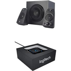 Logitech Z623 garso sistemos 2.1 THX stereo garsiakalbiai (su žemų dažnių garsiakalbiu) juodi + Logitech Bluetooth garso adapteris juodas