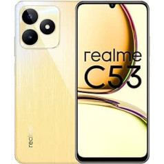 realme C53 4G viedtālrunis, 8 + 256 GB, 33 W SUPERVOOC uzlāde, 50 MP kamera ar AI, masīvs 5000 mAh akumulators, jaudīgs astoņkodolu mikroshēmojums, zelts