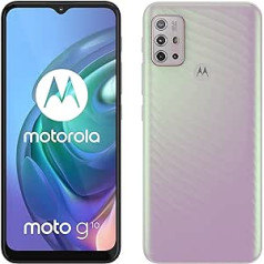 Motorola G10 (6,5 collu Max Vision HD+, Qualcomm Snapdragon, 48 MP četru kameru sistēma, 5000 mAh akumulators, divas SIM kartes, 4/64 GB, Android 11), Sakura Pearl (atjaunots)