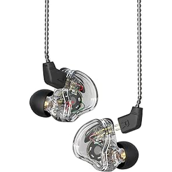 CCZ Melody In-Ear Monitor Dynamic Hybrid Dual Driver In-Ear Headphones 1BA + 1DD HiFi Headphones Mūziķis IEM Upgrade Deep Bass Piemērots Bass Vocals Pop Folk ACG (ar mikrofonu, caurspīdīgs