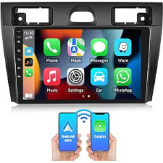 [2+64G] auometo Android 13 automašīnas radio priekš Ford Fiesta Mk5 2002-2008 ar Wireless CarPlay Android Car Mirrorlink, 9 collu ekrāns ar WiFi Navi Bluetooth FM/RDS USB stūres vadību atpakaļgaitā