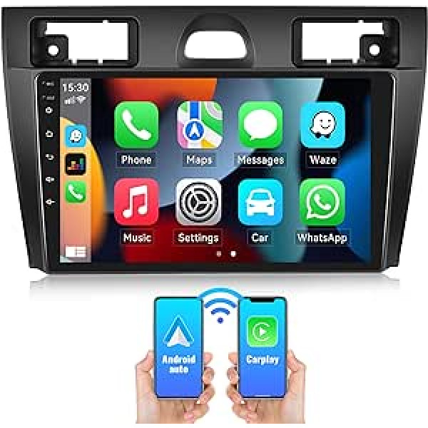 [2+64G] auometo Android 13 automašīnas radio priekš Ford Fiesta Mk5 2002-2008 ar Wireless CarPlay Android Car Mirrorlink, 9 collu ekrāns ar WiFi Navi Bluetooth FM/RDS USB stūres vadību atpakaļgaitā