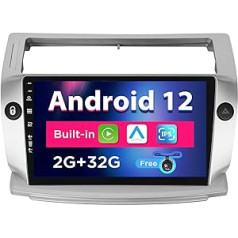 SXAUTO Android 12 IPS automašīnas radio priekš Citroen C4/C-Quatre/C-Triomphe (2004-2012) - Iebūvēta CarPlay/Android automašīna - Bezmaksas atpakaļgaitas kamera - 2G + 32G - Stūres vadība DAB Fast Boot - 2 DIN 9 collas