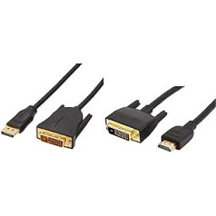 Amazon Basics HDMI to DVI Adapter Cable 0.9m (Not for Connecting to SCART or VGA Ports) & DisplayPort to DVI Cable with Gold Plated Connectors 1.8 Meters
