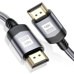 AviBrex 4K HDMI kabelis 2,5 metru, HDMI 2.0 vai HDMI kabelis 4K@60Hz 18 Gbps PVC, izveidots Anschlüsse ar Ethernet/Audio Rückkanal, saderīgs ar video 4K UHD 2160