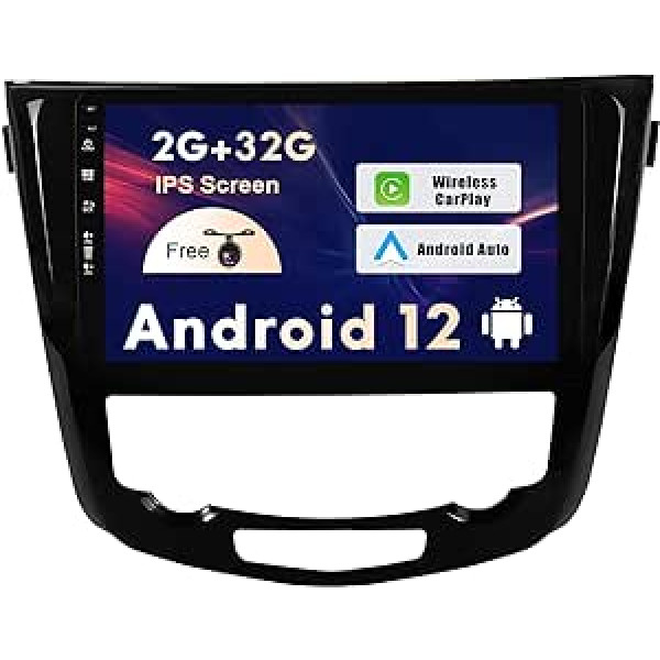 SXAUTO Android 12 IPS automašīnas radio, kas paredzēts Nissan X-Trail Qashqai J11 Rouge (2014-2018) - Iebūvēts CarPlay/Android Car - Bez kameras - 2G + 32G - Stūres vadība DAB Fast Boot WiFi - 2 DIN 10,1 collas