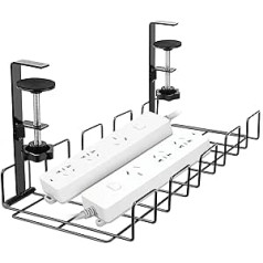 Kabelmanagement Unter dem Schreibtisch, Untertisch Kabeldurchführung für einen ordentlichen, Set mit mit 2 Kabelhalterungen, Cable Management, Schreibtisch Organizer für Büro/Home Office