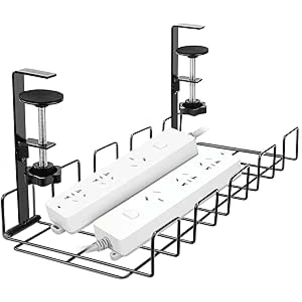 Kabelmanagement Unter dem Schreibtisch, Untertisch Kabeldurchführung für einen ordentlichen, Set mit mit 2 Kabelhalterungen, Cable Management, Schreibtisch Organizer für Büro/Home Office