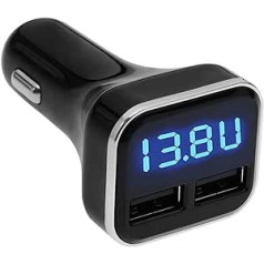 Dubults USB automašīnas lādētājs LED zilas gaismas displejs automašīnas sprieguma mērītāja pārlādēšanas aizsardzība saderīga ar I-Phone X 8/8 Plus/7/7 Plus/6S DC 12V-24V 4.8A 24W