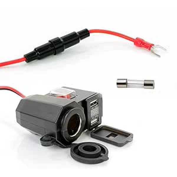 Motorrad Auto Zigarettenanzünder Motorrad dual USB-Schnittstelle 5V / 2.1A Ladegerät Für Die Mobile Navigation DC 12V Lade schwarz