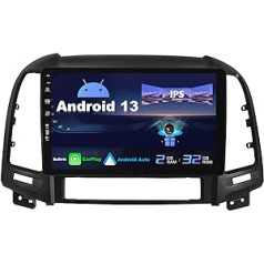 SXAUTO Android 13 IPS automašīnas radio, kas piemērots Hyundai Santa FE (2006-2012) - Iebūvēts CarPlay / Android Car - Bezmaksas atpakaļgaitas kamera - 2G + 32G - Stūres vadība DAB Fast Boot WiFi DSP - 2 DIN 9