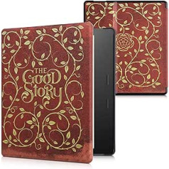 kwmobile Flip Case saderīgs ar Amazon Kindle Oasis 10th Generation — Case eReader — Grāmatas vāks Good Story Dzeltens Oranžs Sarkans