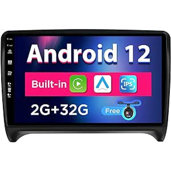 SXAUTO Android 12 IPS automašīnas radio priekš Audi TT (2006-2011) - Iebūvēts CarPlay / Android Car - Bezmaksas atpakaļgaitas kamera - 2G + 32G - Stūres vadība DAB Fast-Boot WiFi DSP Blueooth - 2 DIN 9 collas