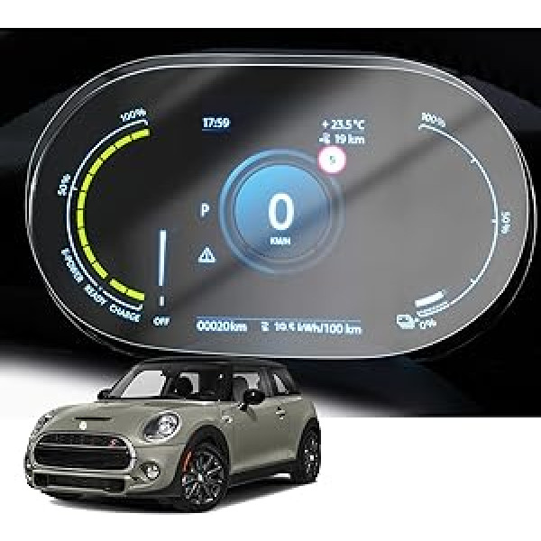 GAFAT [Pack of 2] Savietojams ar Mini Cooper 2021 2022 virtuālo kabīnes ekrāna aizsargu, Cooper 2022 ekrāna aizsargu, instrumentu paneļa plēvi, triecienizturīgu, 4H pret skrāpējumiem