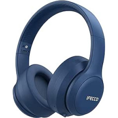 IFECCO Bluetooth austiņas, bezvadu austiņas uz ausīm ar mikrofonu, salokāmas HiFi stereo bezvadu austiņas ceļojumiem, birojam, mobilais tālrunis, dators (prūšu zils)