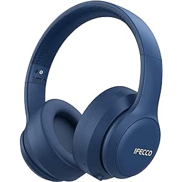 IFECCO Bluetooth austiņas, bezvadu austiņas uz ausīm ar mikrofonu, salokāmas HiFi stereo bezvadu austiņas ceļojumiem, birojam, mobilais tālrunis, dators (prūšu zils)