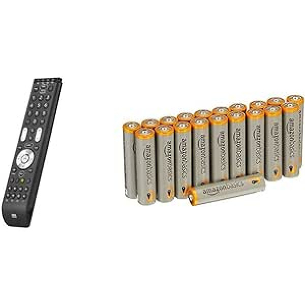 Essence 4 universal remote control from One For All, control of 4 devices, TV set top box, DVD Blu-ray player and audio devices, guaranteed to work with all manufacturer brands. URC 7140.