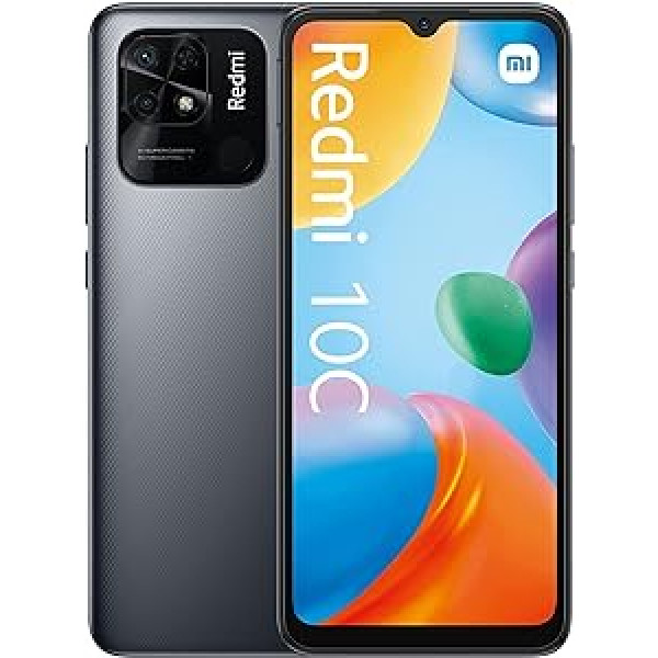 Xiaomi Redmi 10C viedtālrunis, 6,71 collu punktu nolaižamais displejs, divas SIM kartes (4 GB + 64 GB, grafīta pelēks)