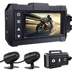 IXROAD Dashcam Motocikla priekšējā un aizmugurējā 1080P Dash Cam dubultā ūdensnecaurlaidīga kamera ar 3 collu LCD, kabeļa tālvadības pulti, WiFi, GPS, ICE, HDR, G-sensoru, parkošanās uzraudzību, maksimāli 256 GB