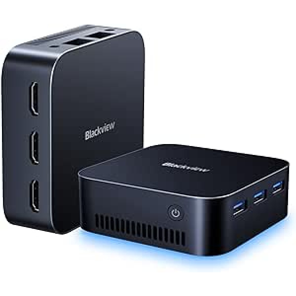 Blackview MP80 Mini PC Intel N97 centrālais procesors (līdz 3,6 GHz) 16 GB LPDDR5 RAM 512 GB M.2 SSD, mini dators, 4K UHD mini galddators Windows 11 Pro, trīs HDMI, Gigabit Ethernet, 5G WiFi, biznesam/mājām