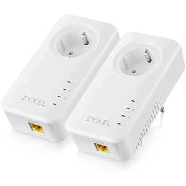 Zyxel G.hn 2 Powerline Kit Ethernet Adapter - Pass-Through, Gigabit, Plug and Play, 8K Content Streaming Pack of 2 [PLA6457]