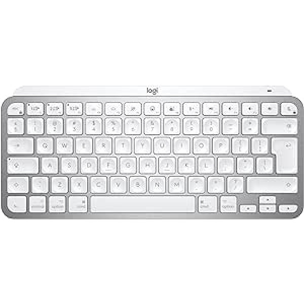 „Logitech MX Keys Mini“, skirta „Mac“, Minimalistinė belaidė apšviesta klaviatūra „Bluetooth QWERTY“ angliška pilka