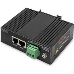 DIGITUS ASSMANN Industrial Gigabit Ethernet PoE Injector - 85W - 10/100/1000 Mbps - 100 m Range - DIN Rail Mounting - Black