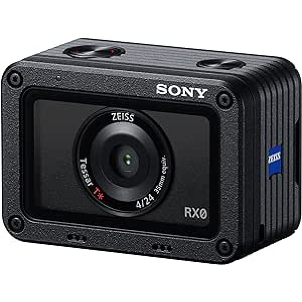 Sony RX0 Premium Ultrakompakt digitālā kamera (15,3 MP, 24 mm F4 Zeiss Objektiv, 1 Zoll sensors, wasserdicht) (DSC-RX0) schwarz