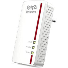 AVM FRITZ!Powerline 1260E Single-Adapter, WLAN, tarptautinis, Erweiterung, PLC, IEEE P1901, 1200 Mbps, integruotas WLAN-AC-basis, tinklelis, 1 gigabitas, prievadas