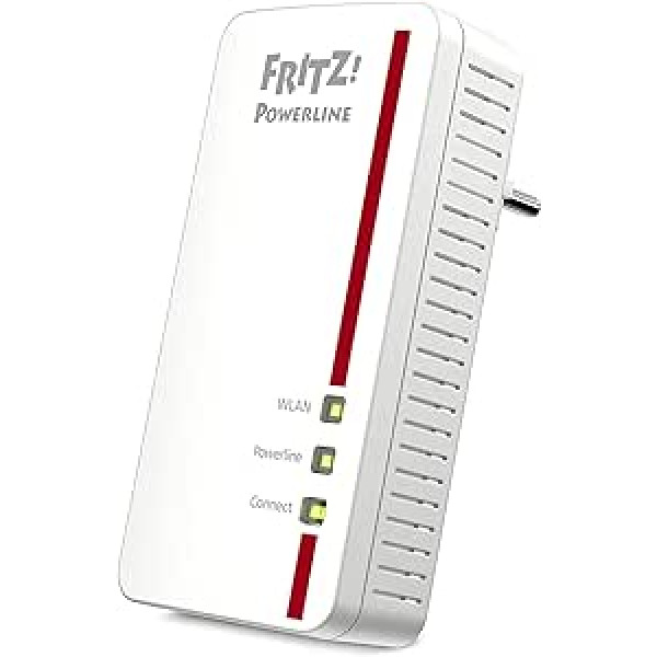 AVM FRITZ!Powerline 1260E Single-Adapter, WLAN, starptautisks, Erweiterung, PLC, IEEE P1901, 1200 Mbps, integrēts WLAN-AC-Basis, Mesh, 1 Gigabit, Port