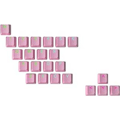 Ranked Rubber Keycap Set | Double Shot Caurspīdīgs | OEM profils mehāniskai spēļu tastatūrai (Prism Pink, 23 taustiņi)