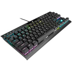 Corsair K70 RGB TKL čempionu sērija Tenkeyless optiskā mehāniskā spēļu tastatūra - OPX slēdži - PBT Double Shot taustiņu vāciņi - iCUE savietojams - QWERTY UK izkārtojums - melns