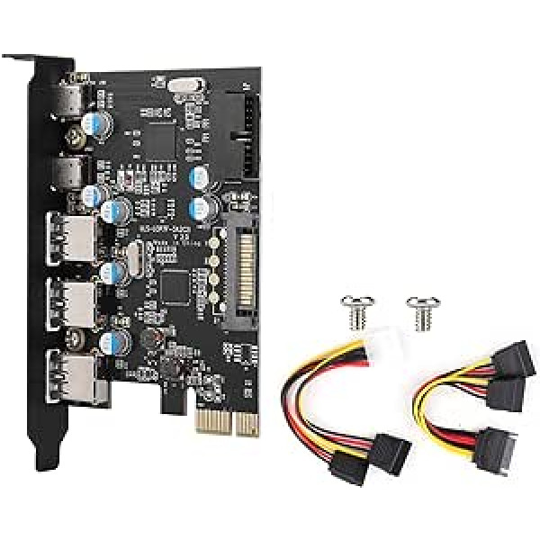 Daudzfunkcionāla USB 3.0 paplašināšanas karte no C tipa uz PCI E PCI E PCB 5 portu USB 3.0 paplašināšanas karte, no C tipa uz PCI-E PCI-E adaptera karte operētājsistēmai Win/Vista, liela ātruma pārsūtīšanas ātrums