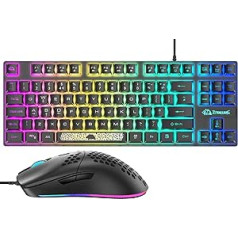 Apvienotās Karalistes izkārtojums 80% spēļu tastatūra un pele ar vadu RGB mehāniskās sajūtas tastatūra + 6400 regulējams DPI spēļu peles apgaismots tastatūras vāciņš PS4 PS5 Xbox PC klēpjdatoram MAC (zils)