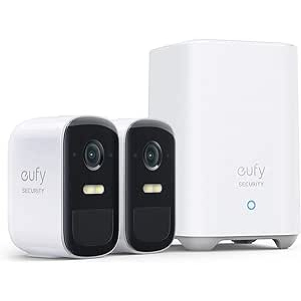 eufy Security eufyCam 2C Pro, Kabellose Überwachungskamera, Sicherheitssystem 180 Tage Akkuleistung, HomeKit Compatibilität, 2K Auflösung, IP67 Wasserschutzklasse, 2-Cam-Set (Generalüberholt)