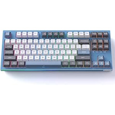 KEMOVE K87 spēļu tastatūra, mehāniska bezvadu, 2,4 GHz/Bluetooth/vadu 80% TKL tastatūra ar sarkaniem slēdžiem, RGB apgaismojums, multivides taustiņi, ASV izkārtojums operētājsistēmai Win/Mac, zils