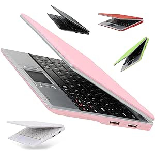 Bigmachine 7 colių nešiojamasis mini kompiuteris nešiojamasis kompiuteris Netbook vaikams Android 12 Quad Core 32GB WiFi Integruota kamera Netflix YouTube Flash Player (rožinė)