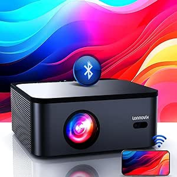 Projektora 4K atbalsts, 25 000 luksi, 800 ANSI, Native 1080P, HDR 10, viedais automātiskais fokuss un Keystone, mājas kinozāļu projektors, WiFi 6 un 2 Bluetooth, iOS/Android/galdvirsmas/griestu stiprinājumam