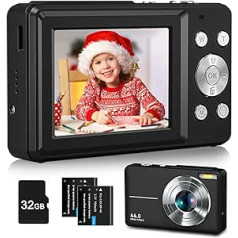 1080P digitālā kamera 32G karte 44MP fotokamera Kompakta kamera 2,4 collu LCD 16X digitālā tālummaiņa attēla stabilizācija Jester kamera Mini kamera bērniem digitālā kamera iesācējiem zēniem meitenēm