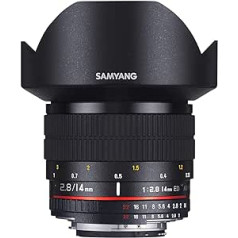 Samyang 14/2,8 Objektiv DSLR Nikon F AE manueller Fokus automatischer Blendenring Fotoobjektiv, Weitwinkelobjektiv schwarz