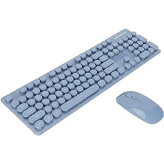 Bezvadu Bluetooth tastatūras peles kombinācija, divu režīmu retro panku tastatūra un peles komplekts, pārnēsājama tastatūra un peles komplekts biroja veikaliem, klusa pele un tastatūra (zila)